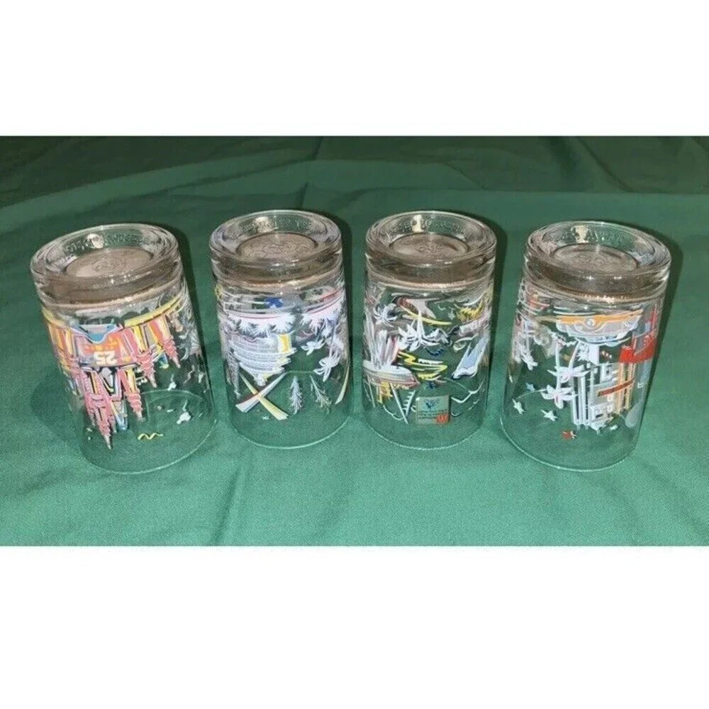 Vintage Full Set Of 4 McDonald's Walt Disney World 25th Anniversary Glasses Cups